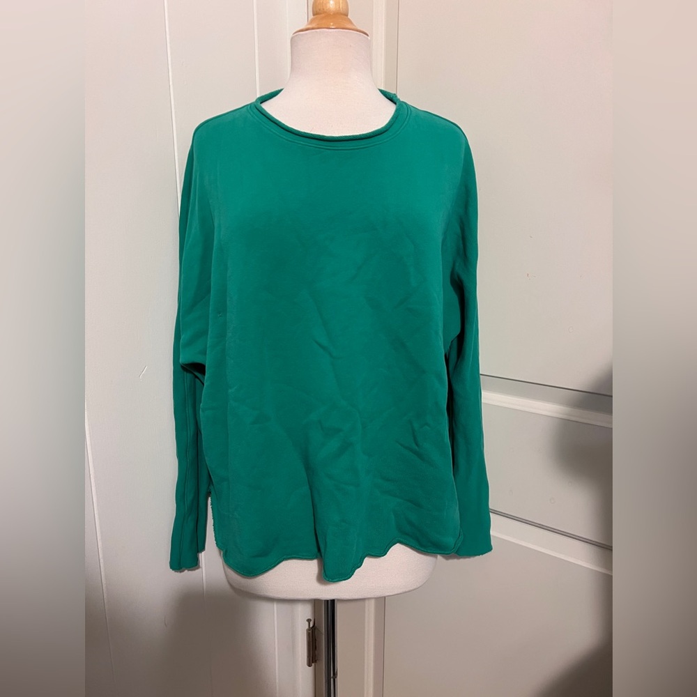 Frank & Eileen $218 Anna Green Triple Fleece Sweater Capelet Coastal Fall